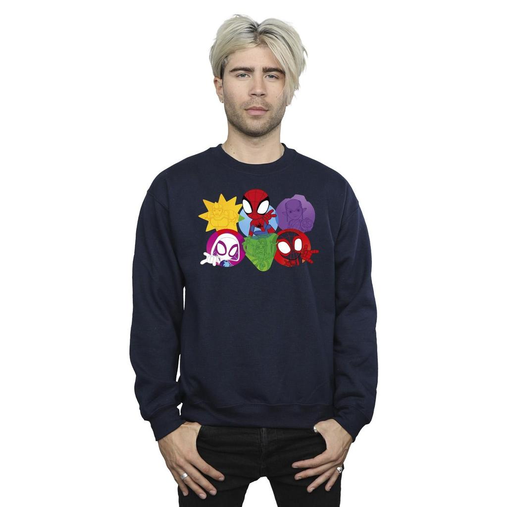 Marvel Mens Spidey And His Amazing Friends Faces Sweatshirt