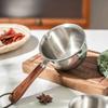 Stainless Steel Oil Sprinkling Small Pot with Wooden Handle Hot Oil Mini Sauce Pan Household Kitchen Multifunction Milk Pot