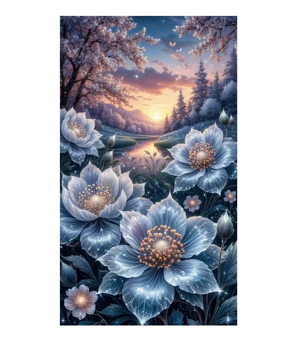 5D Diy Diamond Painting Full Square Round Wild Forest Beautiful Flowers Picture Of Rhinestone Embroidery Living Room Decor