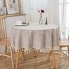 Solid Embroidery Lattice Tablecloth Cotton Linen Dust-Proof Checkered Table Cover For Kitchen Dinning Tabletop Decoration