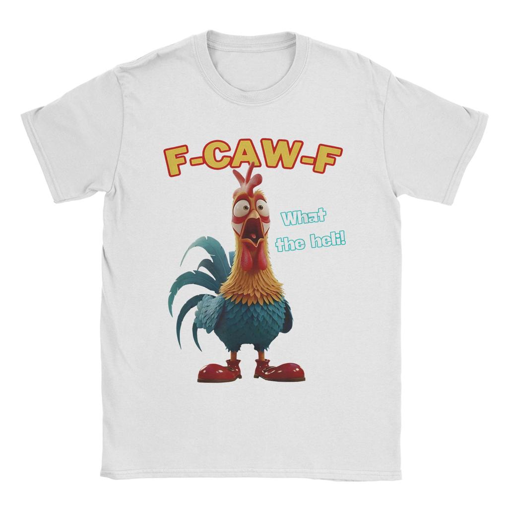 Men Funny Chicken F-CAW-F What The Heli Poultry Humor T-Shirts 100% Cotton Clothing Summer Y2K Short Sleeve T-Shirt Big Size