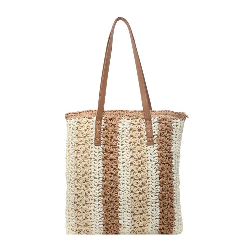 Соломенная сумка большой емкости, женская сумка для подмышек, полосатая сумка-тоут