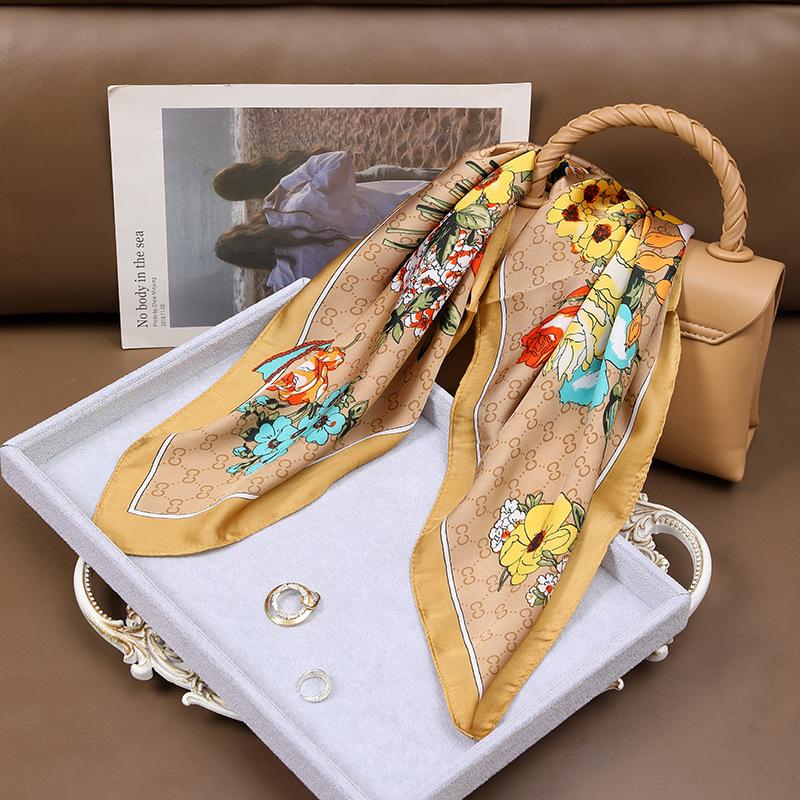 70 * 70cm Four Seasons Available Square Scarf, Large Flower Versatile Professional Dress, Women'S Accessories Scarf, Multi Functional Neck Protection