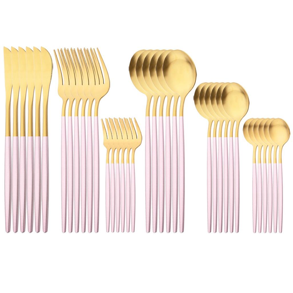 36 шт. Золотая посуда из нержавеющей стали, посуда, набор столовых приборов в западном стиле, ножи, вилка для торта, чайная ложка, столовые приборы, кухонное серебро