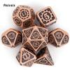 7 Pcs Yellow Black Gear Wheel Metal Dice Solid Metal Polyhedral Dice Set Suitable for Role-Playing RPG Board Game Card Game