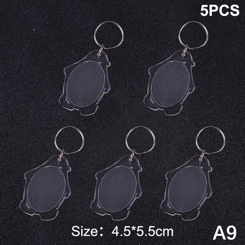 5Pcs Blank Photo Frame Keychain Clear Acrylic Keyring Insert Photo Split Key Pendant Diy Key Holder Couple Anniversary Gifts