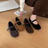 Retro Suede Split-toed Pig's Trotters Flat-soled Single Shoes Women's Shoes 2025 New Spring and Autumn Horseshoe Mary Jane Shoes Women