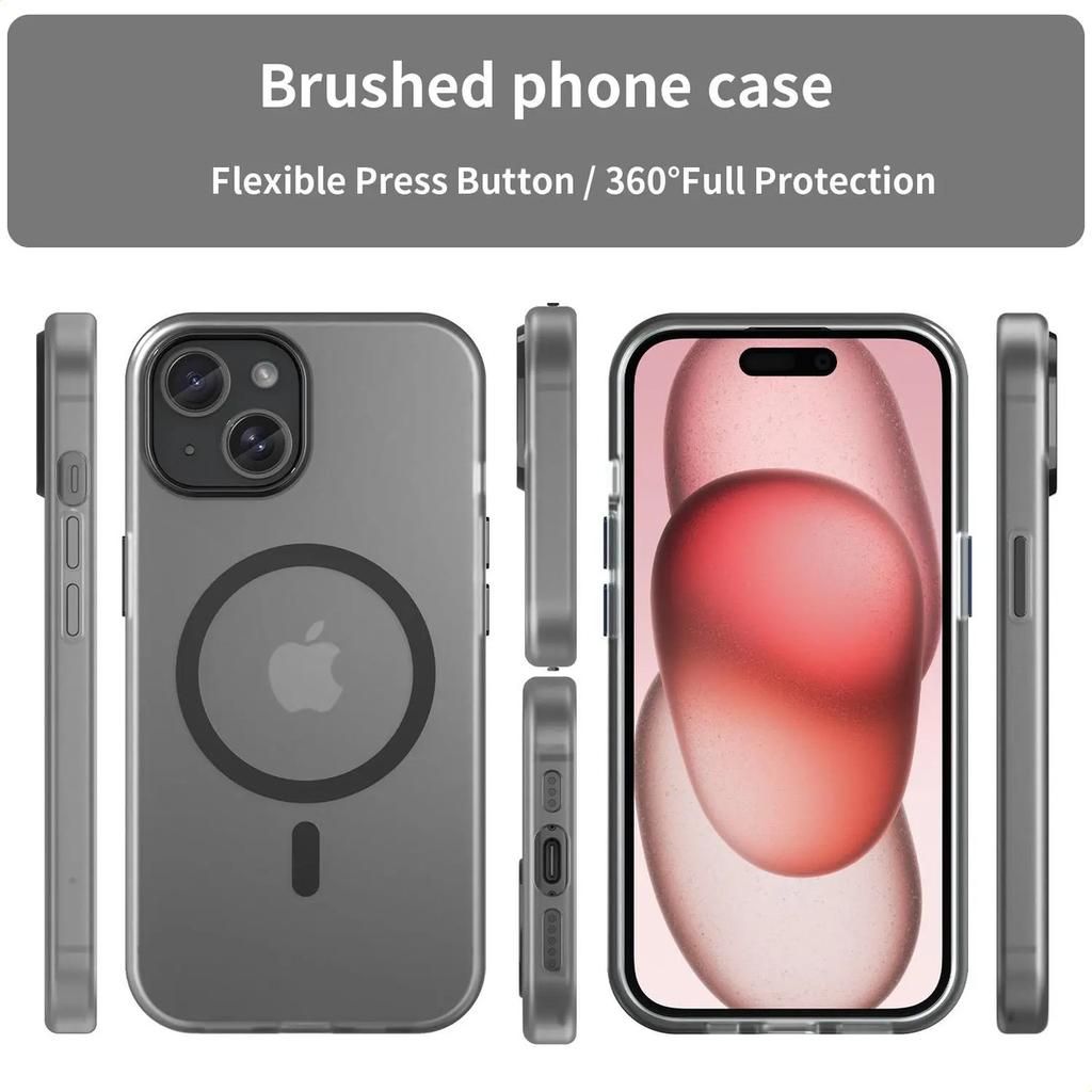 Магнитный чехол для телефона для iPhone 15 Матовый магнитный защитный чехол