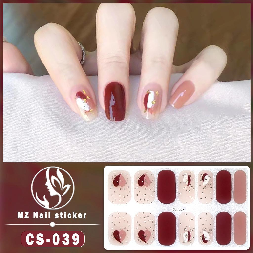CS Waterproof No-Cure Gel Nail Wraps, Full Cover Spring & Summer Blend & Contrast Color Nail Stickers, Nail Patch Films