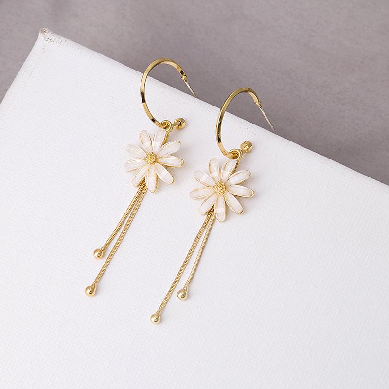 Tassel Earrings Diamond Butterfly Flower Pearl Stud Earrings Temperament Fashion Long Thin Earrings
