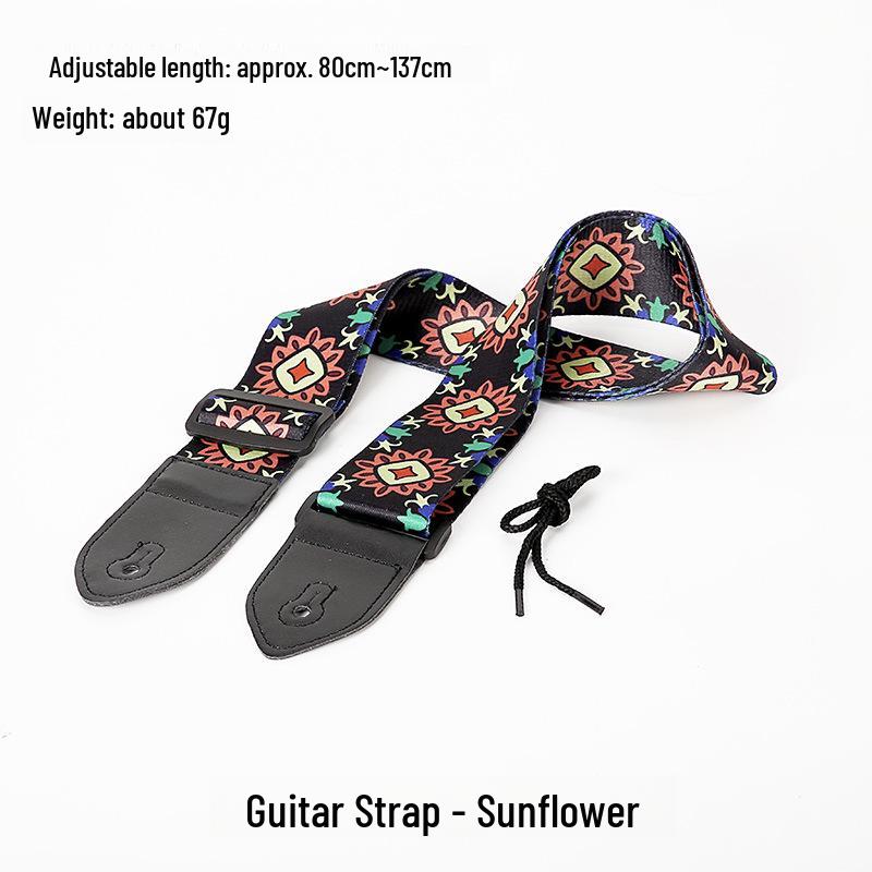 Ethnic Style Widened Wooden Guitar Shoulder Straps - Electric Guitar Polyester Printed Straps
