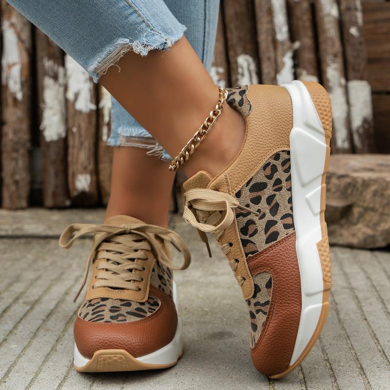 2024 Женская Весна Новая Мода Леопардовый Принт Дизайнерская Женская Обувь Отдых На Открытом Воздухе Комфорт Прогулки Женская Спортивная Обувь Большие