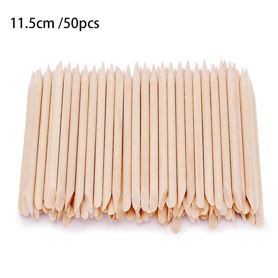 50/100 шт., палочки для ногтей из оранжевого дерева, толкатель для кутикулы, средство для удаления страз, инструменты для маникюра и педикюра