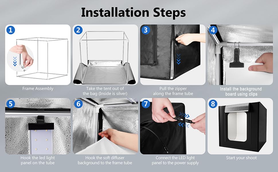 Фотобокс большой 100x100x100 см фотокомплект регулируемая интенсивность света 405 шт. 5500K светодиодный светильник профессиональный фотобокс фотография