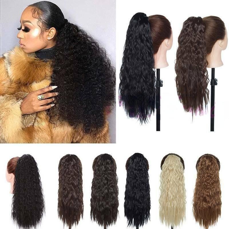 MISS WIG Кукуруза Волнистый длинный хвост Синтетический шиньон с запахом на заколке Наращивание волос Ombre Ponytail