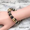 Браслет из натурального камня, браслет из энергетического камня для мужчин, Четыре божественных зверя, Четыре божественных зверя, Оникс с золотой гравировкой, На удачу, Поставляется с мешочком на шнурке с брендом