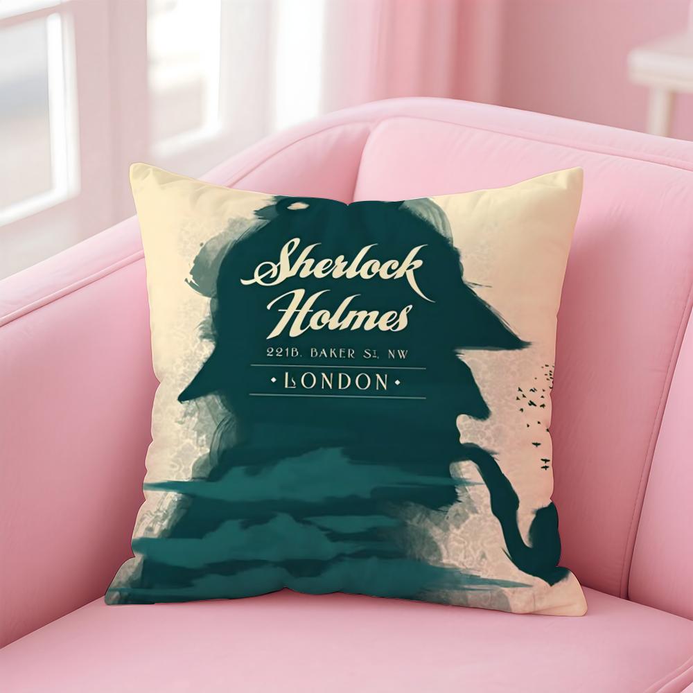 Classic British TV Series SSherlock HHolmes Cushion Cover Pillow Case Soft Skin Friendly Fabric  Concealed Zipper