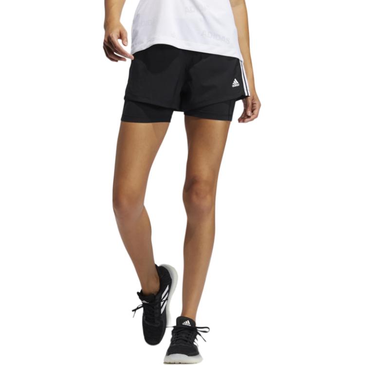 adidas Тренировочные шорты 2-в-1 Pacer с 3 полосками Женские шорты черные GL7686