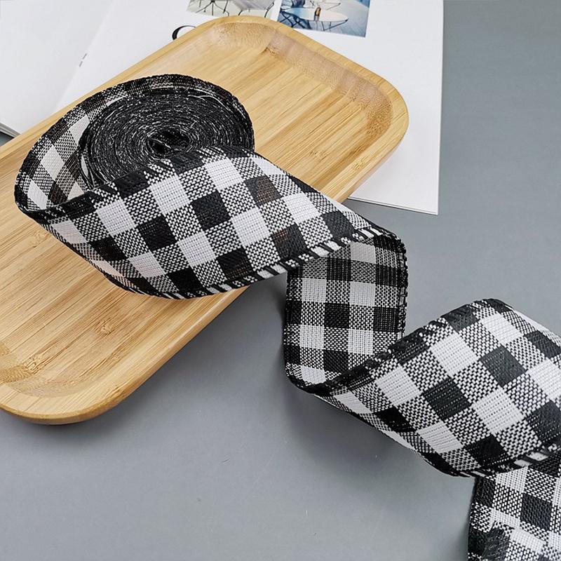 4СМ х 6М Льняные лентыDIY банты для поделок Пеньковая проволока Край Льняная лента рождественские украшения зеленый красный Клетчатая лента DD022