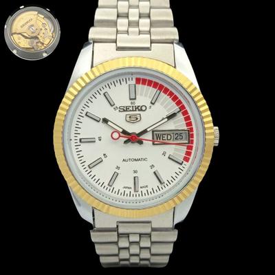 Б/У SEIKO 5 АВТОМАТИЧЕСКИЕ ЯПОНСКИЕ МУЖСКИЕ РЕДКИЕ ЗОЛОТИСТЫЕ ЧАСЫ С МЕХАНИЗМОМ 575a-a304753-2
