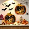 Cool Patterned Ornaments Halloween Door Sign Glowing Ghost Hanging Decor Wooden LED Window Reusable Party Supplies Ornament for Party Spooky