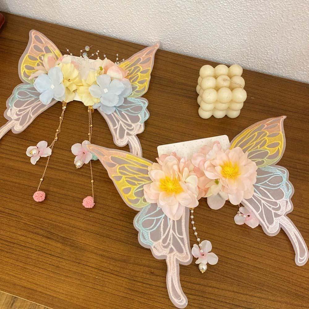 Mesh Big Butterfly Wing Hairpins Sweet Elf Ear Headband Lovely Flower Headband Kids Gift