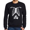 Men’s Printed Graphic Sweatshirt Skeleton Junk Food Belly Xray Tee Halloween Gift Deep Black