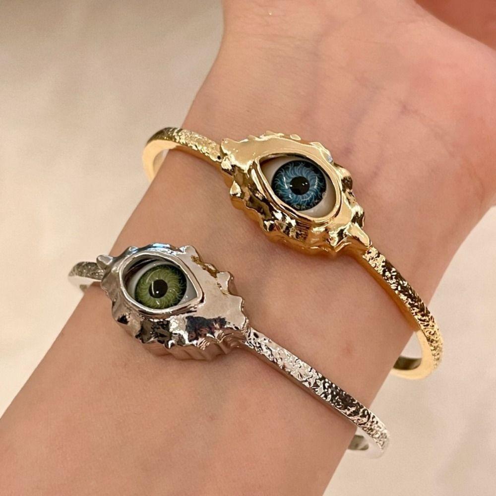 Silver Exaggerated Open Bangle Metal Geometric Cuff Bangles Demon's Eye Bracelets Girls Gift