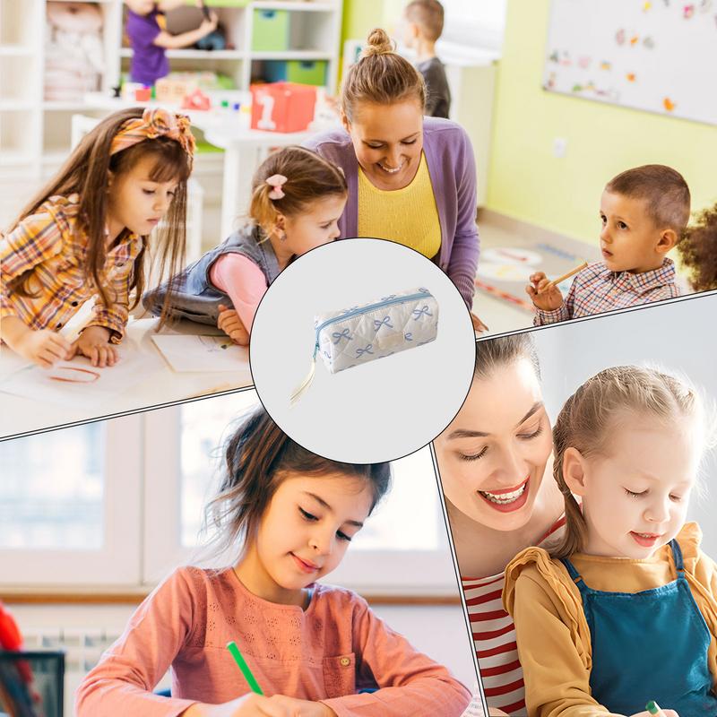 Bow Makeup Bag Multifunctional Cosmetic Organization Portable Bow Pencil Case Colorful Travel Toiletry Bags for Home School