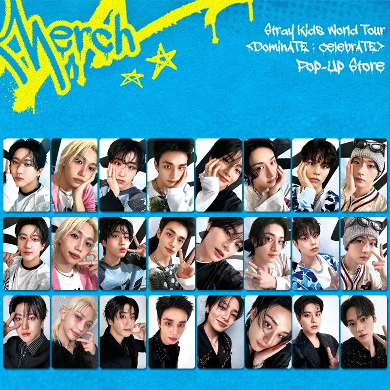 Stray Kids Мировой тур dominATE celebrATE Pop-Up Store Набор из 8 фотокарточек Милые карточки участников K-pop Коллекция фаната Подарок