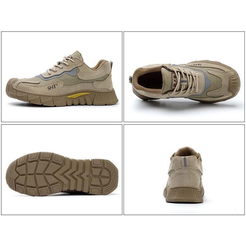 Men's Steel Toe Work Safety Shoes Lightweight Breathable Anti-smashing Work Shoes Male Boots Slip On Casual Sneaker Men Shoes 46