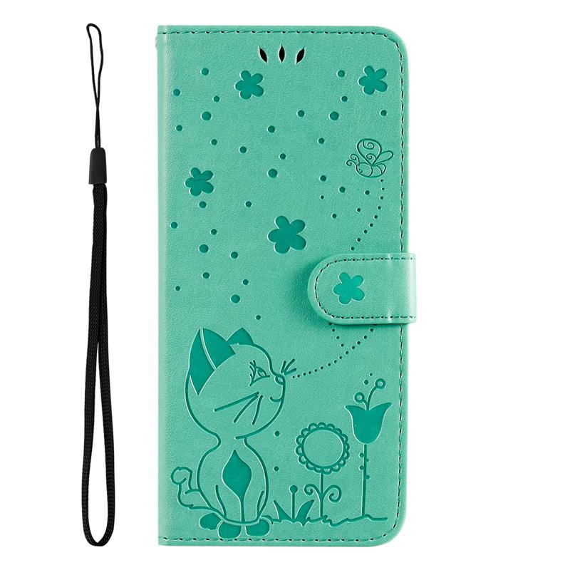 Suitable for Cat and Bee leather cases iPhone16E iPhone Case12/13/14/15Protective embossed case
