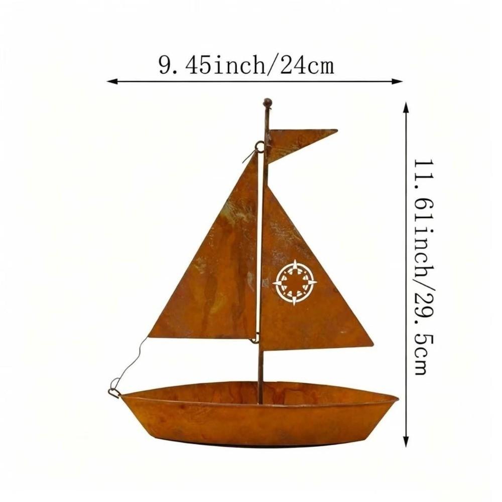Vintage Nautical Sailboat Flower Pot Rustic Metal Succulent Pots Potted Planter Desk Decor