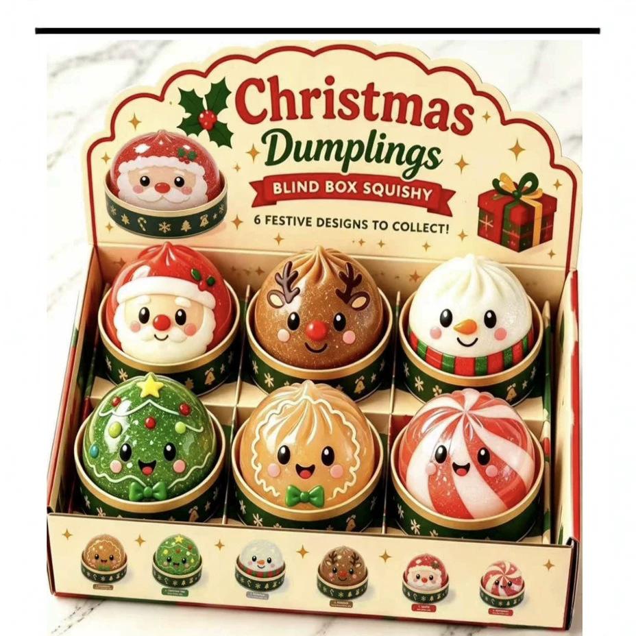 Christmas Stress Relief Bun Squishy Toy Slow Rising Pinch Ball Novelty Decompression Fidget Toys for Adults Kids