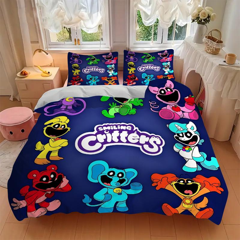 Happy Critter Friends Print 3Pcs Bedding Setduvet Cover With 2 Bedropillowcase Home Birthday Gift