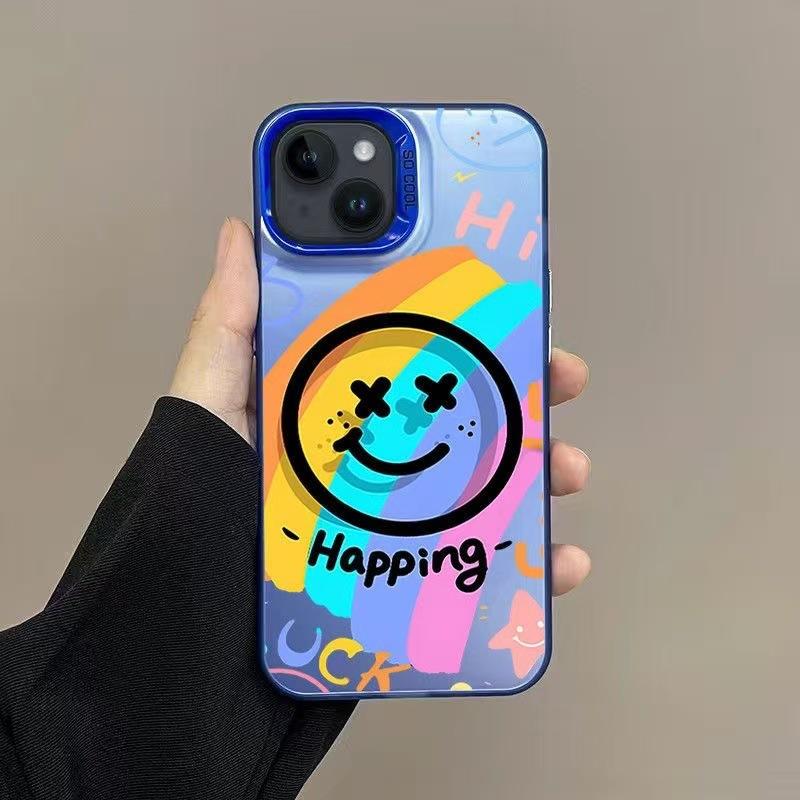 Радужный смайлик подходит для чехла на мобильный телефон Apple 15Promax iPhone16Pro новый 17Air креативный 14 индивидуальность