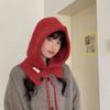 Drawstring Winter Hat Warm Hooded Scarf Cap Fashion Neckerchief Hat  Women Girl