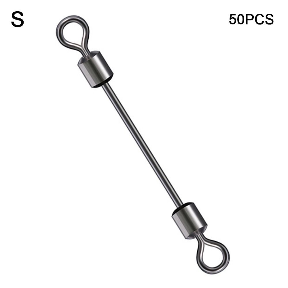 50pcs Bearing Barrel Heavy Duty Ball Stainless Steel Double Rolling Fishing Swivel Connector