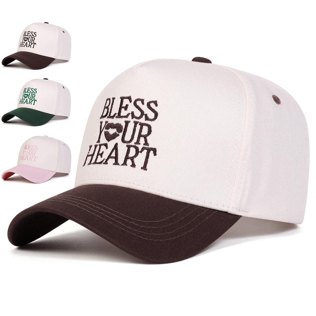 Baseball Stitching Stitched Embroidered Alphabet Heart Your Bless Neutral Gender Women Men For Caps Spring Autumn Outdoor Sunscreen Hat Adjustable