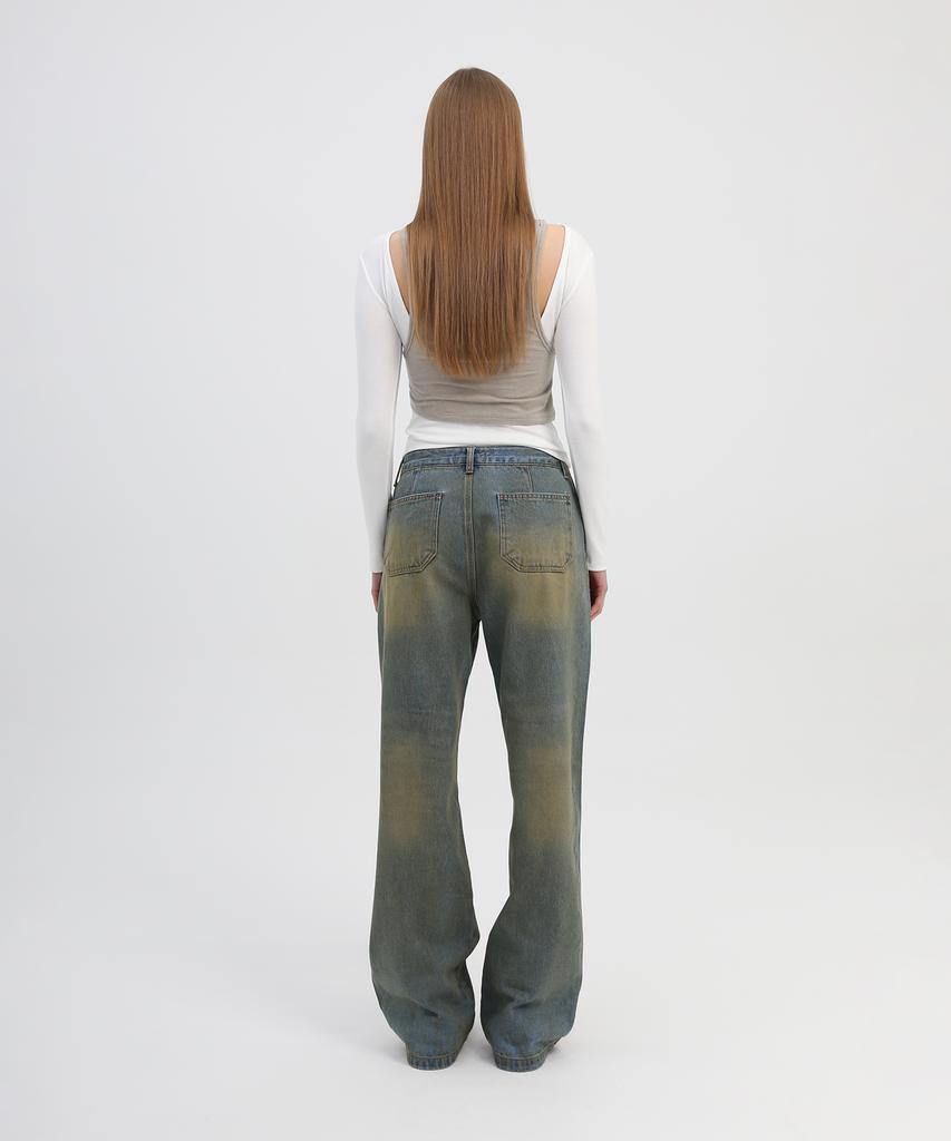 SLLOW GARMENTS Studded Washed Loose Fit Denim