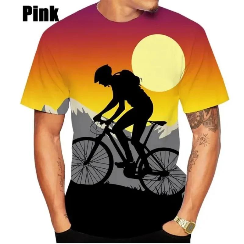 Новая велосипедная футболка, мужская одежда для велоспорта, одежда с 3D велосипедным рисунком, большие топы с короткими рукавами, уличные мужские футболки 2024