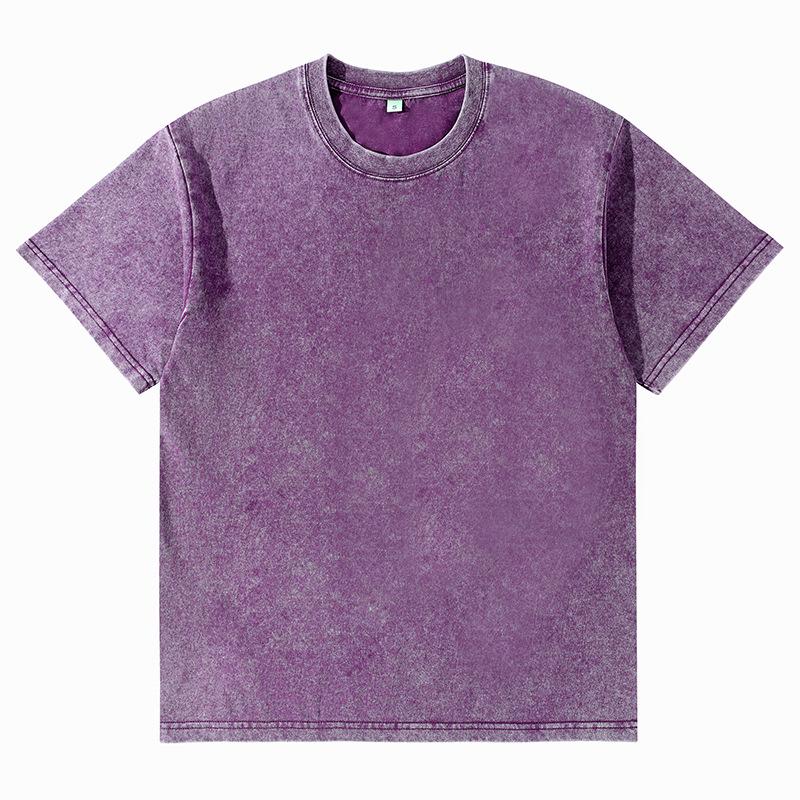 230 г Футболка тай-дай с вареным эффектом и потертостями, европейский крой, с круглым вырезом и приспущенным плечом