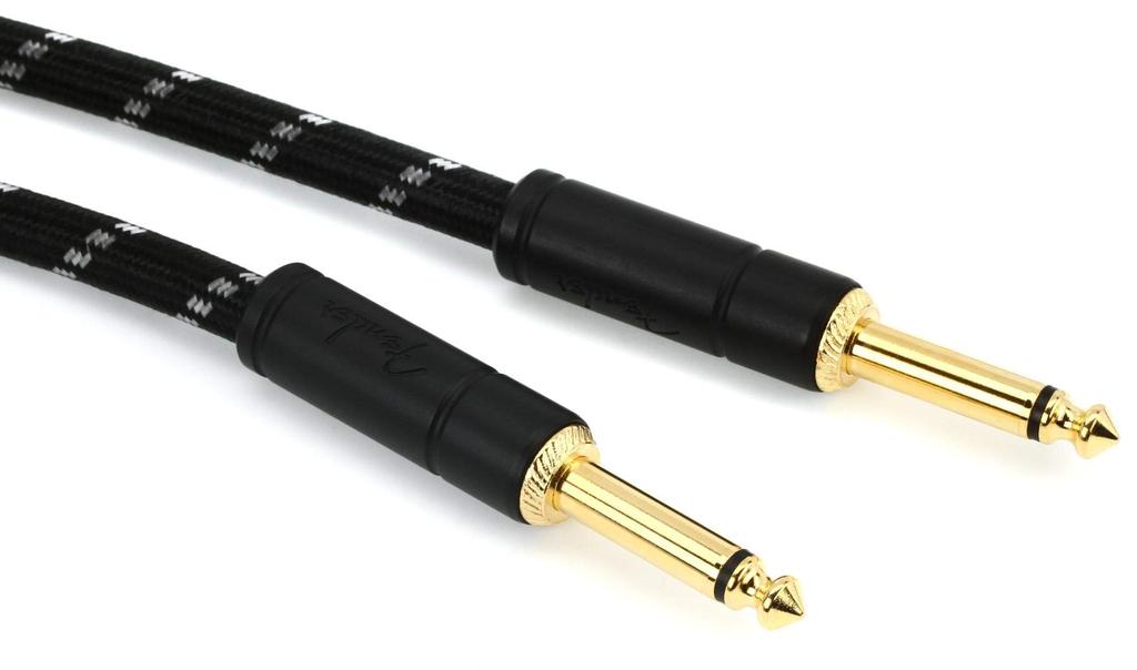 Fender Shielded Cable Deluxe Series Instrument Black Tweed 08 Cable, Straight/Straight, 15',