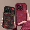 Матовый мягкий чехол для телефона с рисунком вишни и бантом для iPhone 16 Pro Max 15 Pro 14 13 12 11 XS XR 8 7 Силиконовый противоударный чехол-бампер из ТПУ для защиты объектива