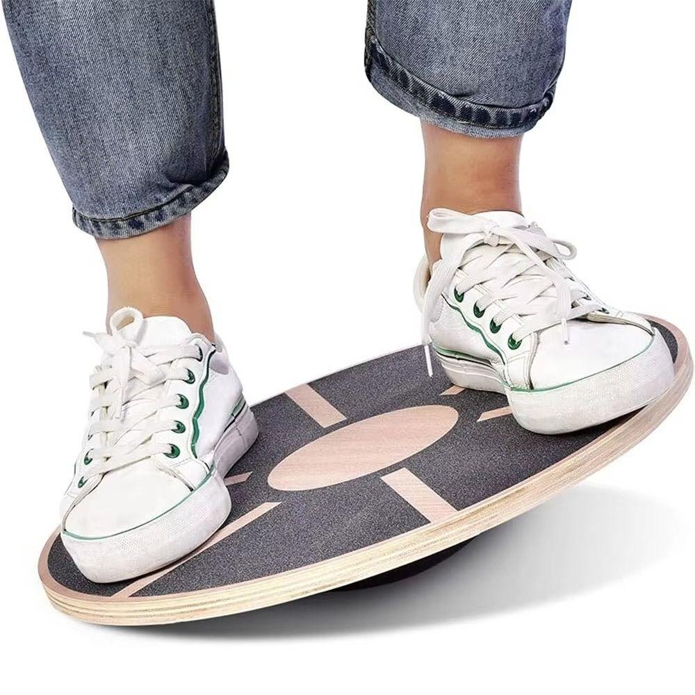 Six Sides Core Training Board Wooden Core Strength Trainer Round Balance Training Board  Office Use