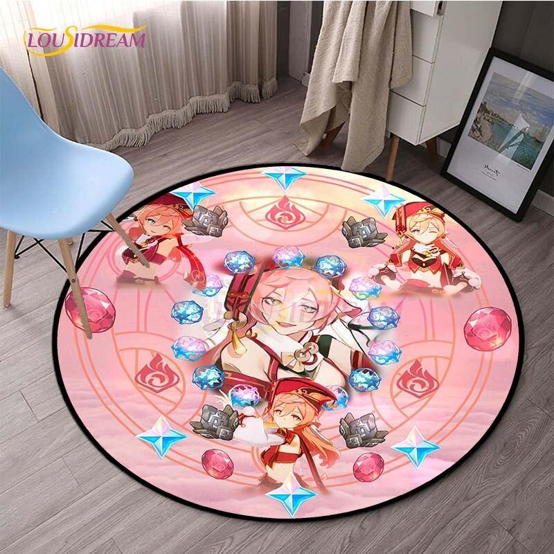 Genshin Impact круглые коврики для спальни, ковры с героями мультфильмов для гостиной, детский мягкий ковер, противоскользящий коврик для пола, домашний декор, кемпинг, пикник