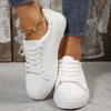 2024 New Shoes Female Lace Up Women's Vulcanize Shoes Autumn Round Toe Simple Solid Outdoor Flat Casual Comfortable Sports Shoes