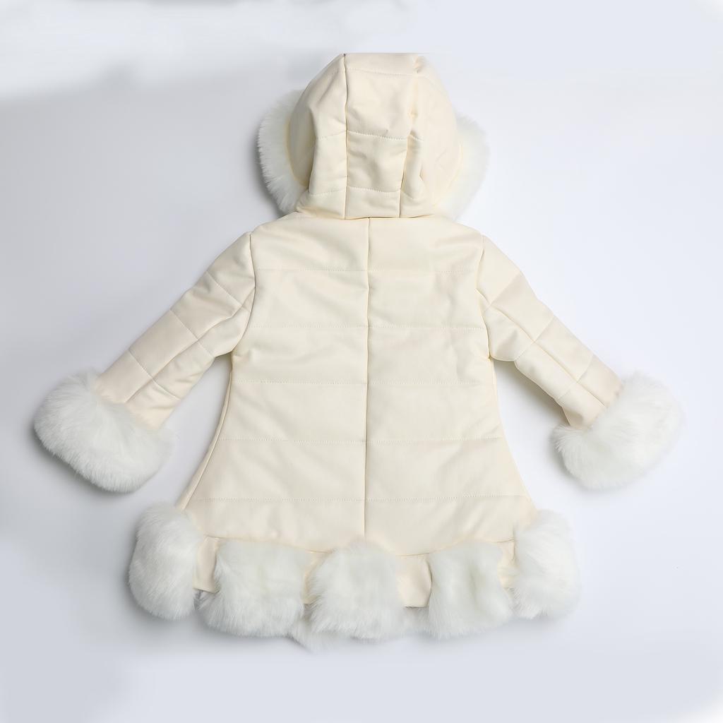 YUBAOBEI Christmas Winter Thick Warm Girls Leather Jacket Kids Soild Color Plush Stand Collar Hooded Coat