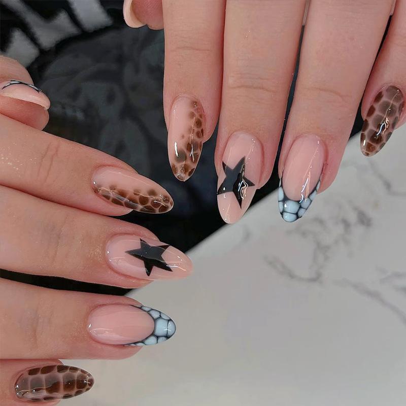 Wearable Nail Polish Y2K Three-color Mix And Match Star Pattern Personalized Sweet And Cool Light Luxury Nail Polish