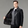 Winter New Men's Genuine Leather Jacket, Men's Sheepskin Lapel Button, Middle-aged and Elderly Fur All-in-one Jacket Dad's Outfit